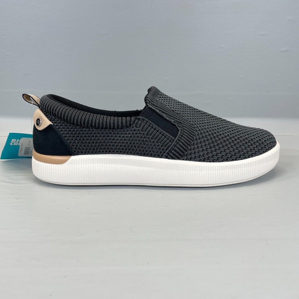 Reef Neptune Elyse Shoes Womens Size 8 Black Fabric Slip On Comfort Sneakers